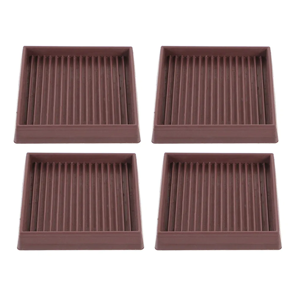 4Pcs Soft Rubber Caster Cups Square Furniture Leg Protectors Non Skid Gripper Pads for Couch Sofa Bed Desk Table Hardwood Marble