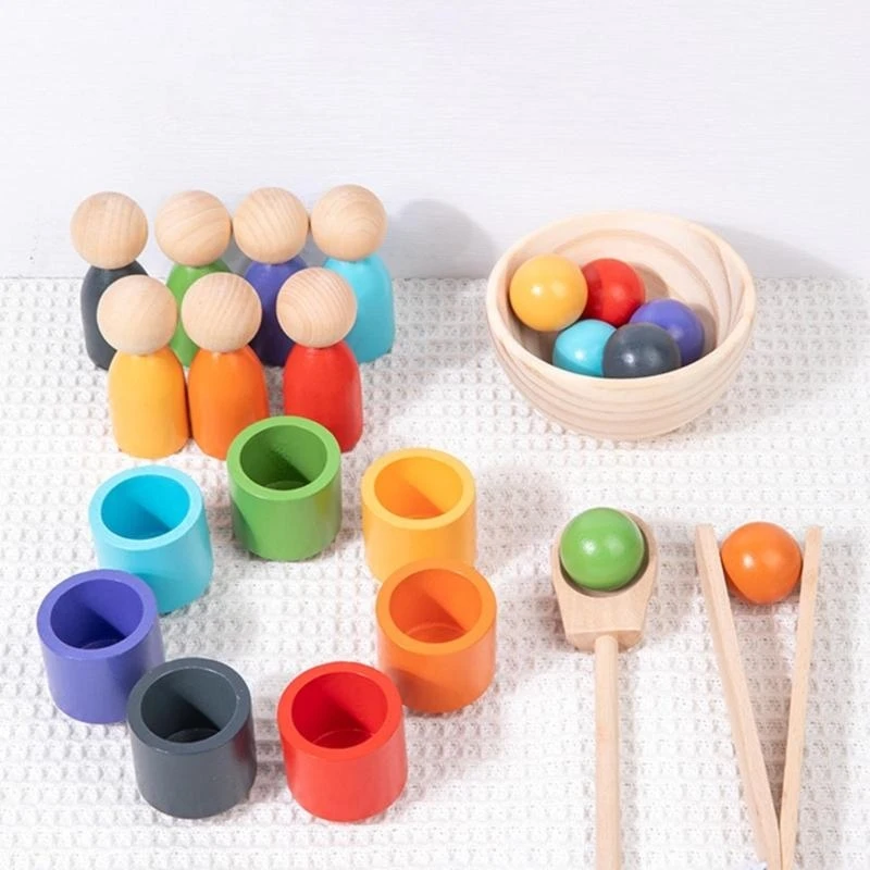 Bonecas e copos com classificação cores, caixas correspondência cores 15UB