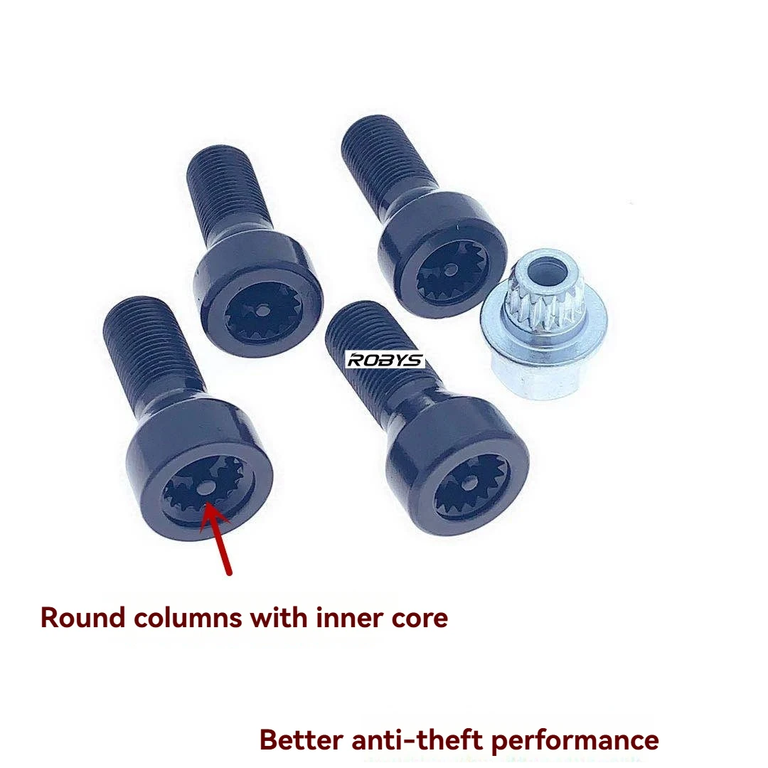 For BMW Wheel Lock Lug Bolts Set M14x1.25 Anti Theft Screw Nuts With Key For 1 3 5 Series X3 X5 X6 Replacement