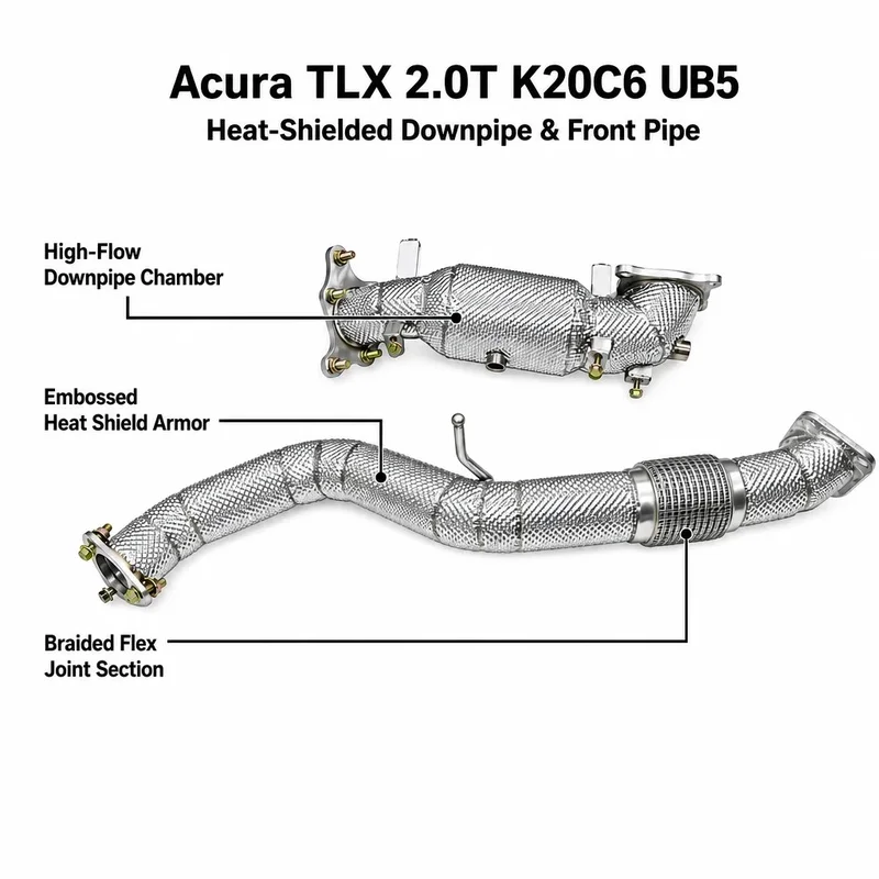 Thermal Insulated Exhaust Downpipe Front Pipe for Acura TLX 2.0L Turbo UB5 SH-AWD K20C6 2021-2025 Straight Pipe