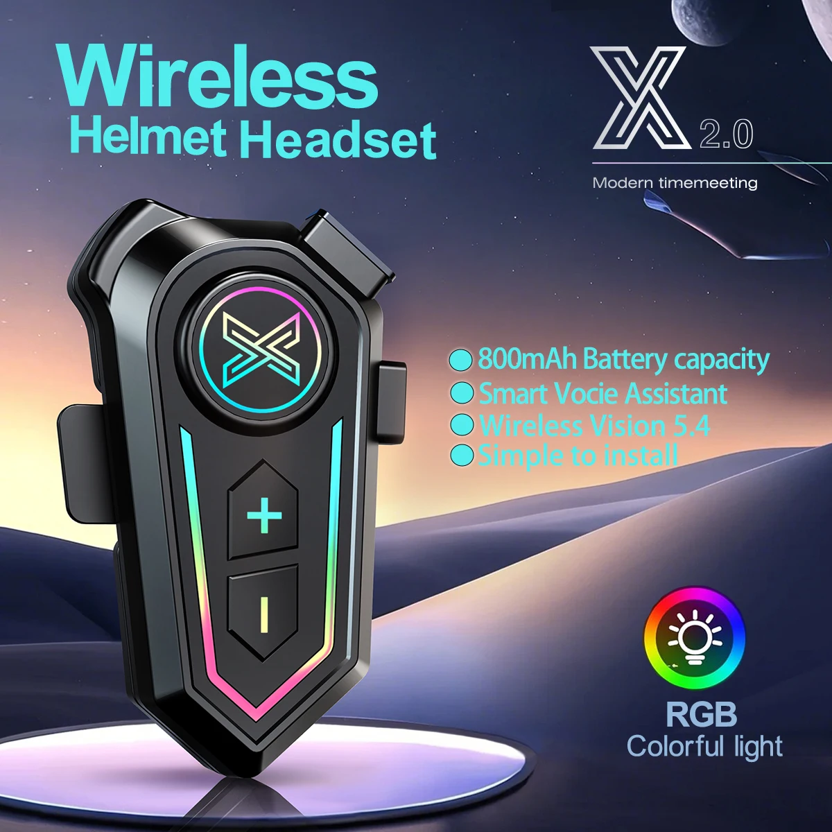 Kebidumei X10 Bluetooth 5.4 Motorcycle Helmet Headset Voice Contro Motorcycle Wireless Hands-on Talking Headset Waterproof