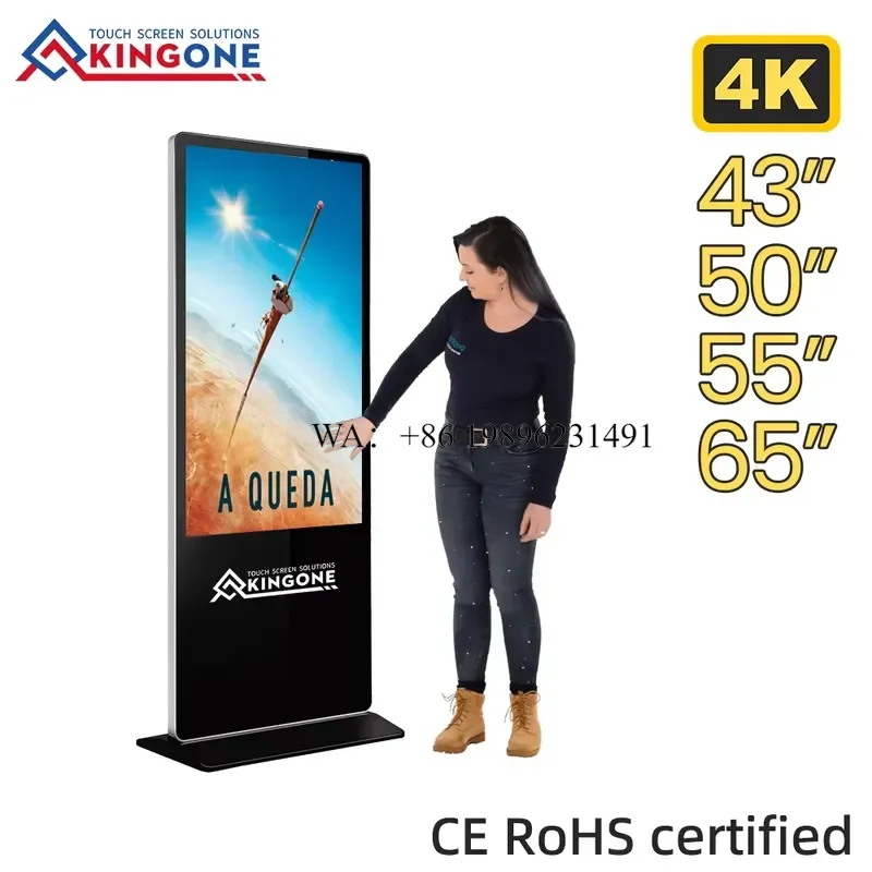 55 Inch Indoor LCD Advertising Display Floor Standing Digital Signage Screen Android Media Player for Shopping Mall Promotion