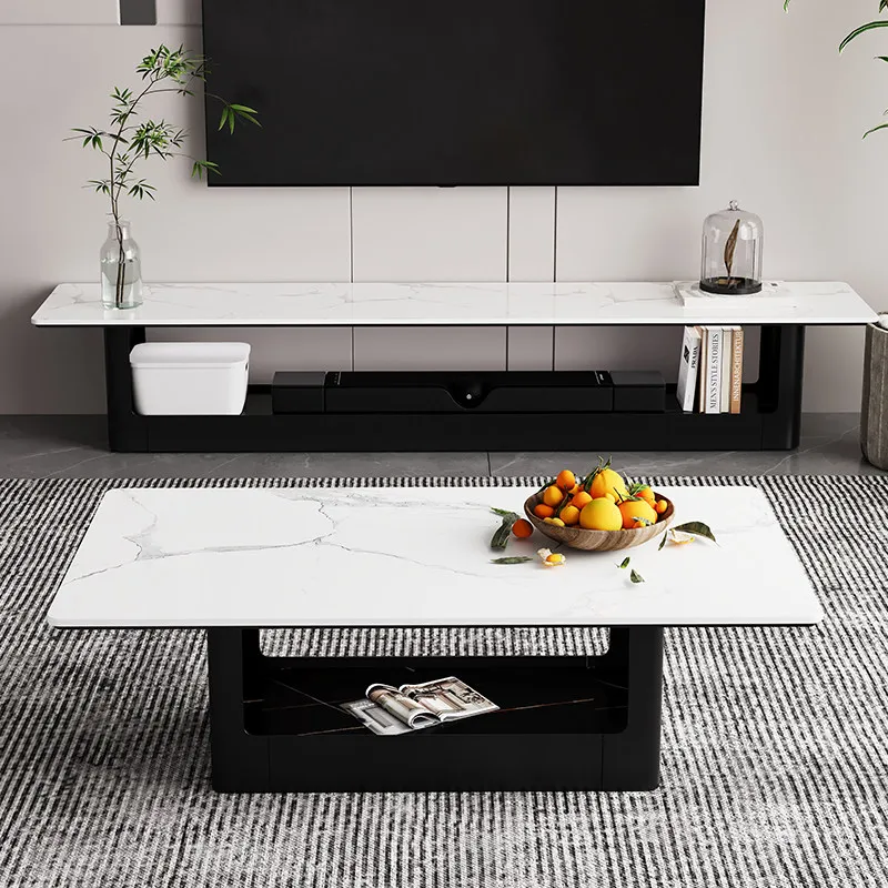 New coffee table TV cabinet combination floor simple black minimalist narrow small apartment living room home