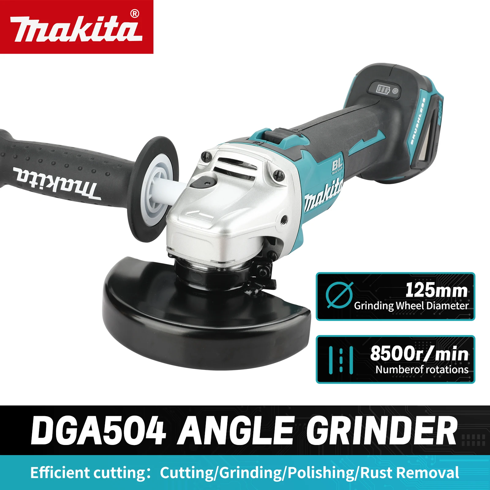 makita-dga504-125mm-18v-lithium-ion-brushless-charging-polishing-machine-high-power-cutting-machine-d-electric-tools