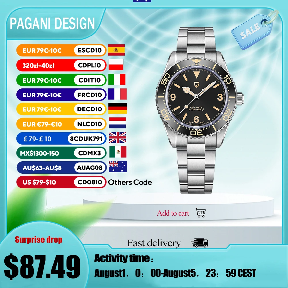 

2025 New PAGANI DESIGN Luxury Retro Watches Automatic Watch For Men Mechanical Wristwatch NH35A Waterproof 100M Luminous Watch