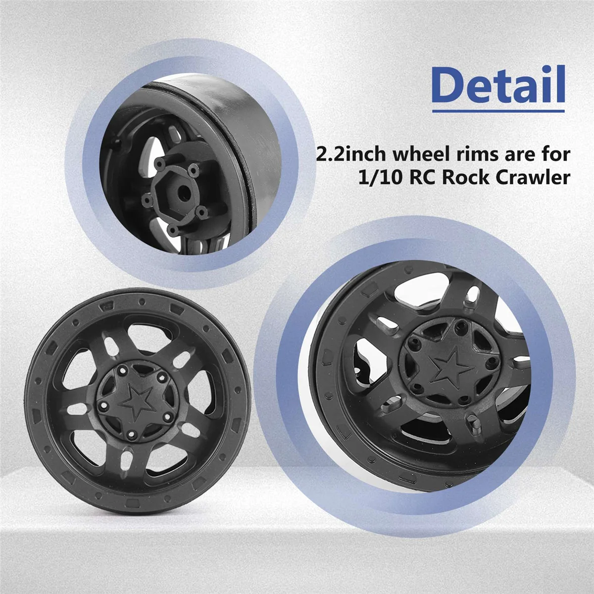 4PCS Plastic Beadlock 2.2 Wheel Hub Wheel Rims for 1/10 RC Crawler Car Axial SCX10 Wraith Capra RR10 Traxxas TRX4 D90