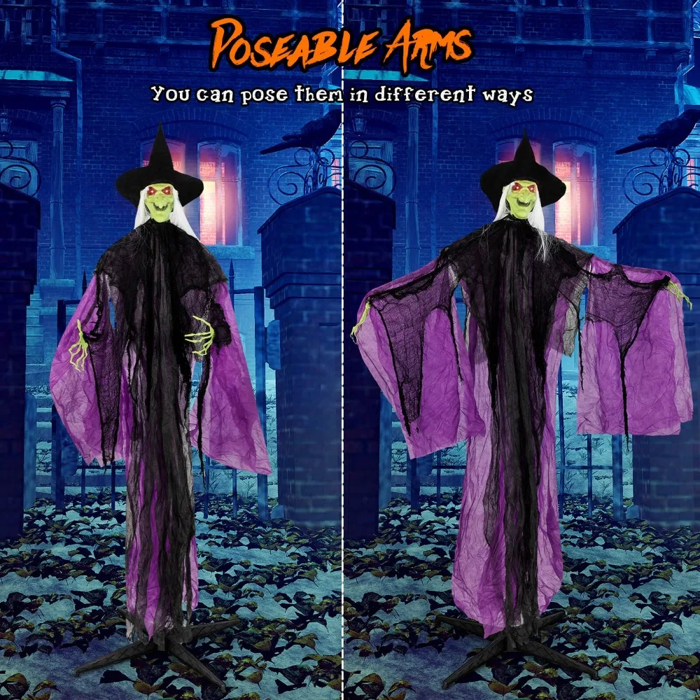 

7.2' Halloween Animatronic Witch with Light up Eyes Creepy Sounds & Movements