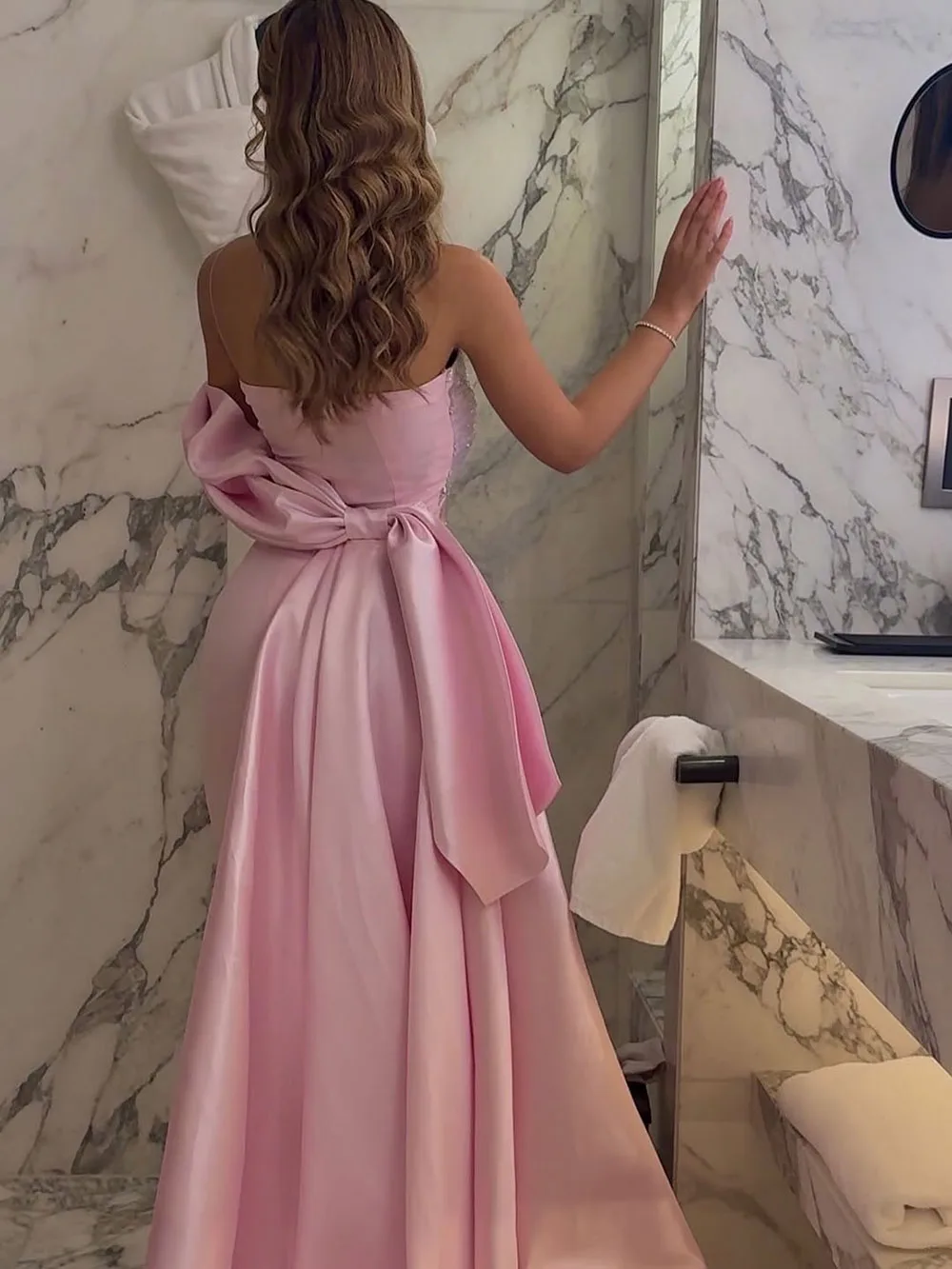 Eshaut & mariée élégante robe de soirée sirène rose avec jupe fleur longue formelle bal robe de soirée de mariage pour les femmes personnalisé 2025