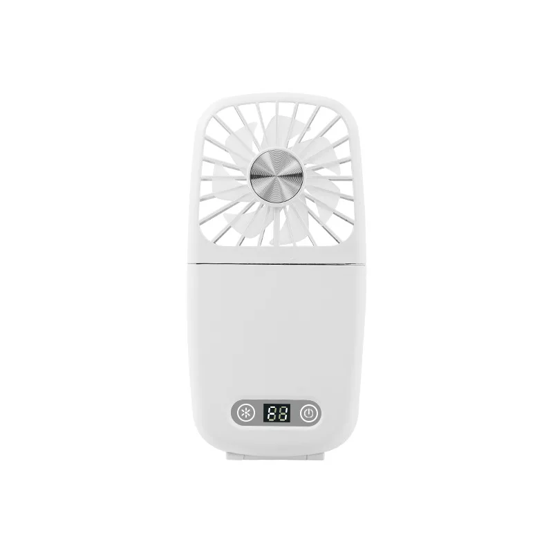 Small fan HandheldDesktop fan NeckFoldingDesktop Makeup mirror with light