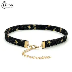 Trendy Blue Denim Gothic Goth Punk Star Choker Necklace Personality Vintage Clavicle Chain For Women Fashion Jewelry Accessories