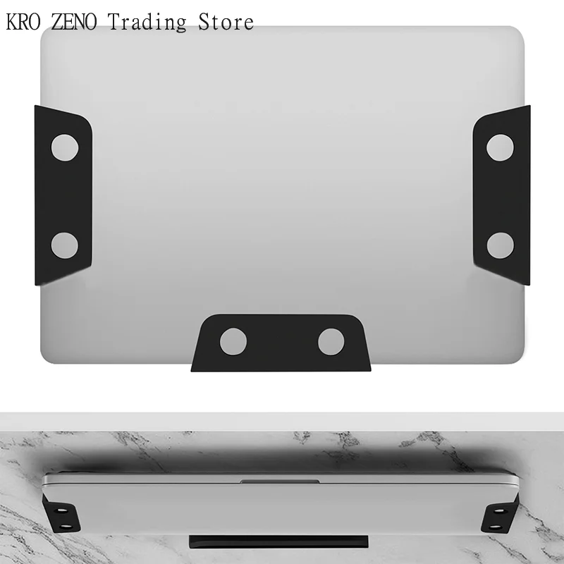 Under Table Laptop Holder Portable Notebook Storage Bracket Stand Mount Desktop Organizer With Anti-Scratch Silicone Pad