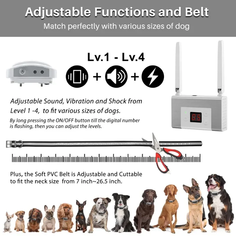 Electric Wireless Dog Fence System, Pet Containment System with Waterproof and Rechargeable Training Collar Receiver