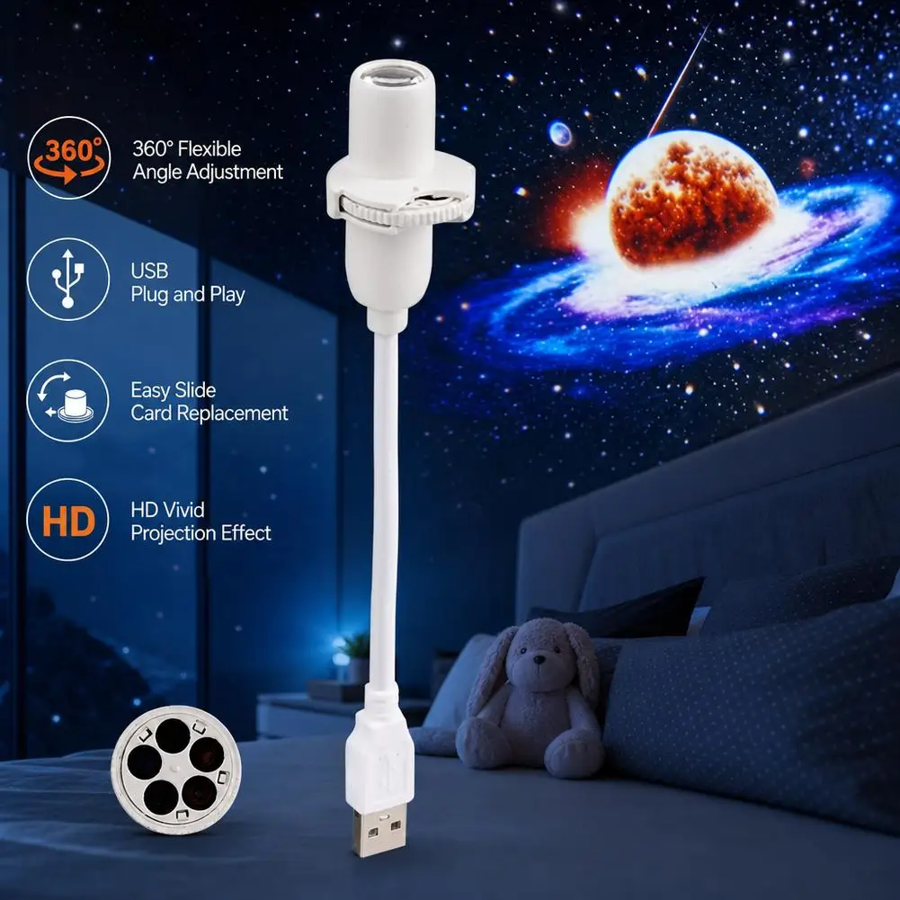 USB Starry Sky Projector Lamp with Clear Image Adjustable Brightness Touch Control 2-in-1 Night Light And Star Projector ﻿