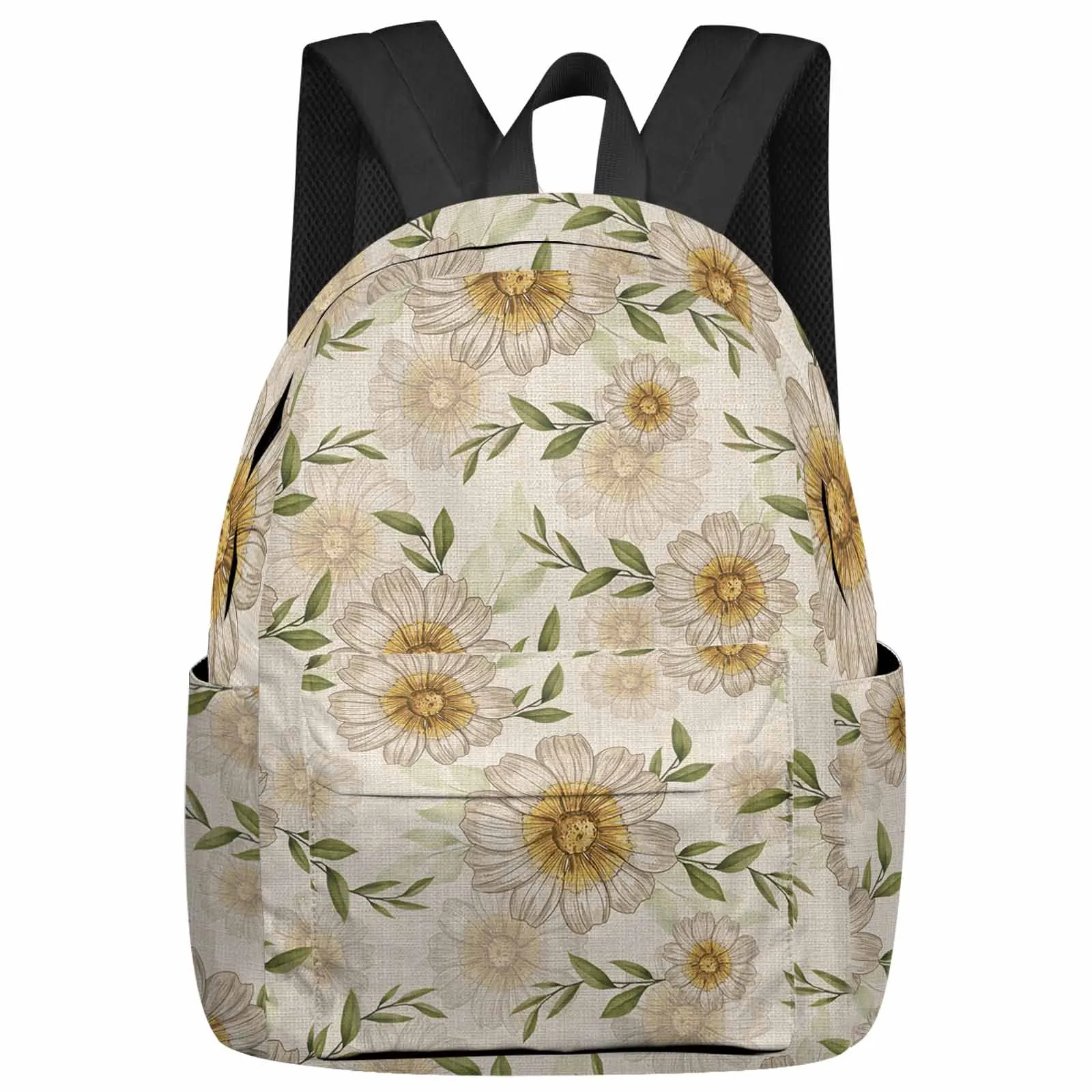 

Plant Daisy Leaves Watercolor Backpacks Teenagers Student School Bags Laptop Custom Backpack Men Women Travel