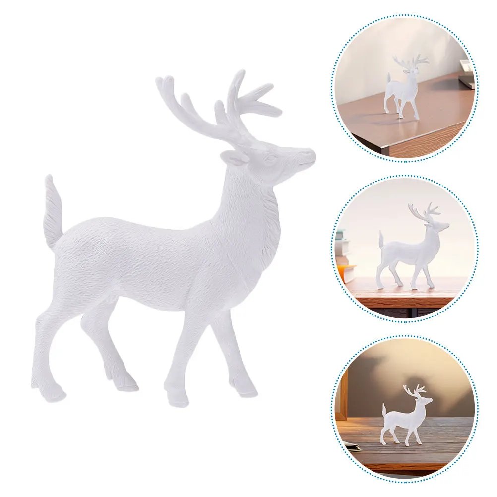 

2 pcs Christmas Deer Miniature Reindeer Decoration Plastic Holiday Tabletop Statue For Living Room Home Decor White Deer