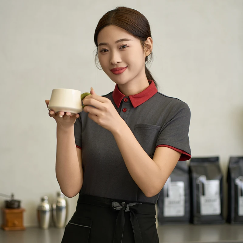 Hot Pot Work Clothes Waiter Catering Workwear Restaurant Costume Canteen Staff Garments Hotel Coat Short Sleeve Uniform