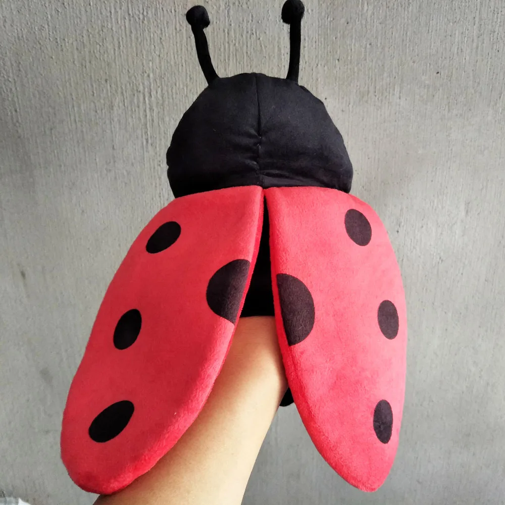 High Quality Cartoon Hand Puppet Plush Toy Ladybug Mouth Move