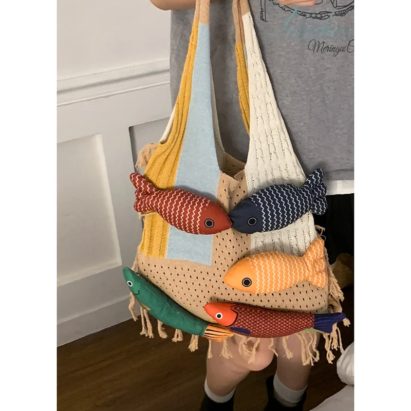 

Woven Cute Commuting Tote Shoulder Bags Niche Design Tassel Bag Women's 2025 New