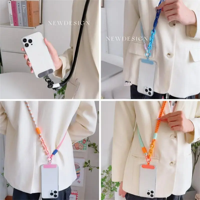 

Colorful Handy Color Blocked Knotting Phone Cord Creative Long Length Crossbody Trageband Mobile Phone Shoulder Strap SJGS13