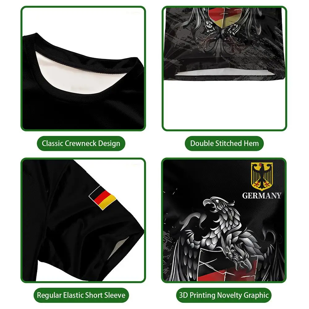 Germany National Emblem 3D Print T-Shirt Men's Quick-drying And Breathable Football Jersey Men Women Casual Short Sleeve Tee
