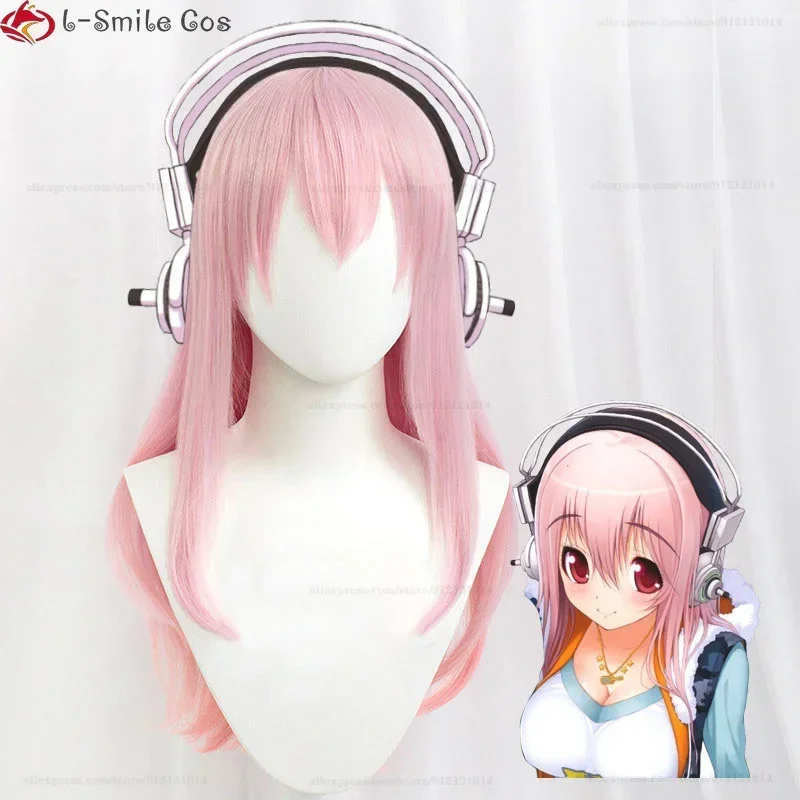 

Anime Super Sonico Supersonico Cosplay Wig 60cm Long Pink Heat Resistant Synthetic Hair Halloween Party Wigs For Women + Wig Cap