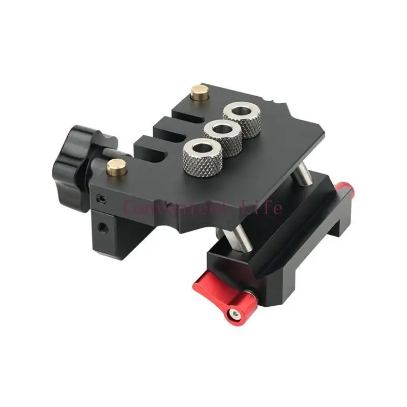 

L1EE Pocket Hole Puncher Jig Adjustable Drill Guide Suitable for 8/10/15mm Dowel Drilling with Positioning Clip Locator