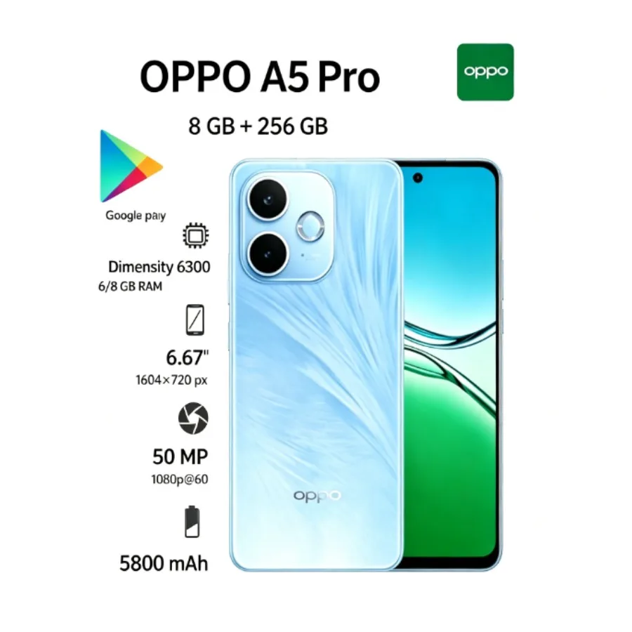 OPPO A5 pro Global Version Smartphone 8+256GB 6.7-inch 120Hz AMOLED Curved Display 2026 Newest Model