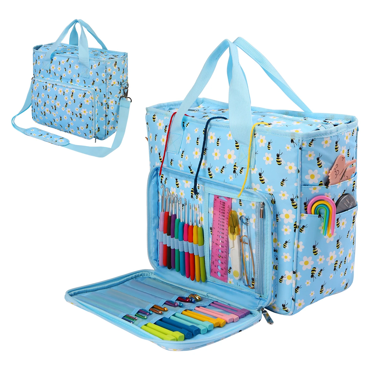 

Новая сумка для хранения пряжи, вместительный крючок для вязания крючком, сумка-тоут, швейные иглы «сделай сам», плетение инструментов, аксессуары, органайзер для путешествий