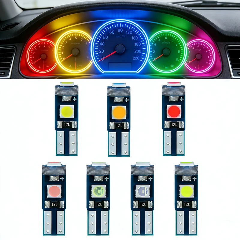 10PCS 12V T5 3030 Led Bulb W3W W1.2W Led Canbus Car Interior Lights Dashboard Warming Indicator Wedge Auto Instrument Lamp