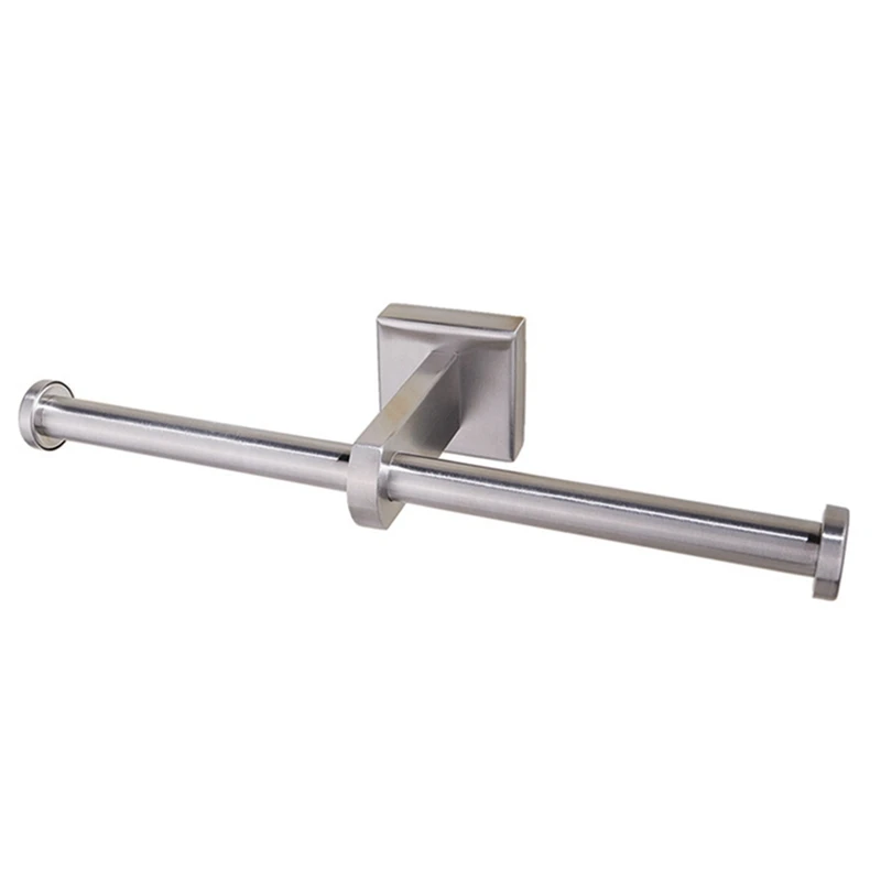 

3X Stainless Steel Toilet Roll Holder Double Ring Toilet Paper Holder Wall Mounted Bathroom Toilet Paper Shelf Silver