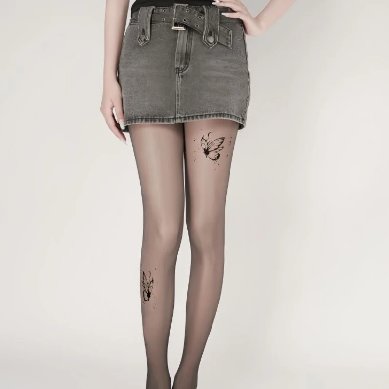 

Simplicity Fashion Autumn Winter New Warm Women Socks Flocking Printing Fake Transparent Meat Sexy Plus Velvet Thicken Tights