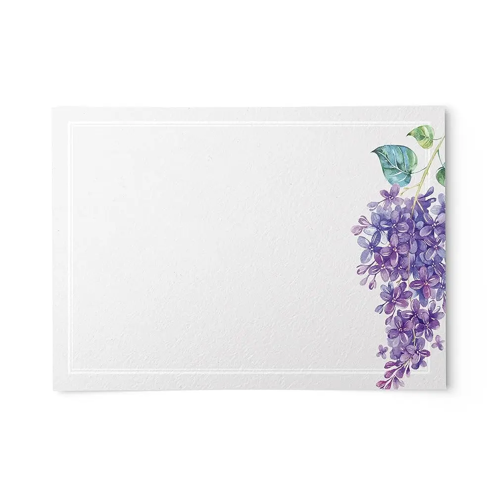 

Открытки Lilac Note Cards 4x6 из плотного картона - набор из 48 штук, фиолетовые с цветочным узором, для благодарностей и личных сообщений - без надписей