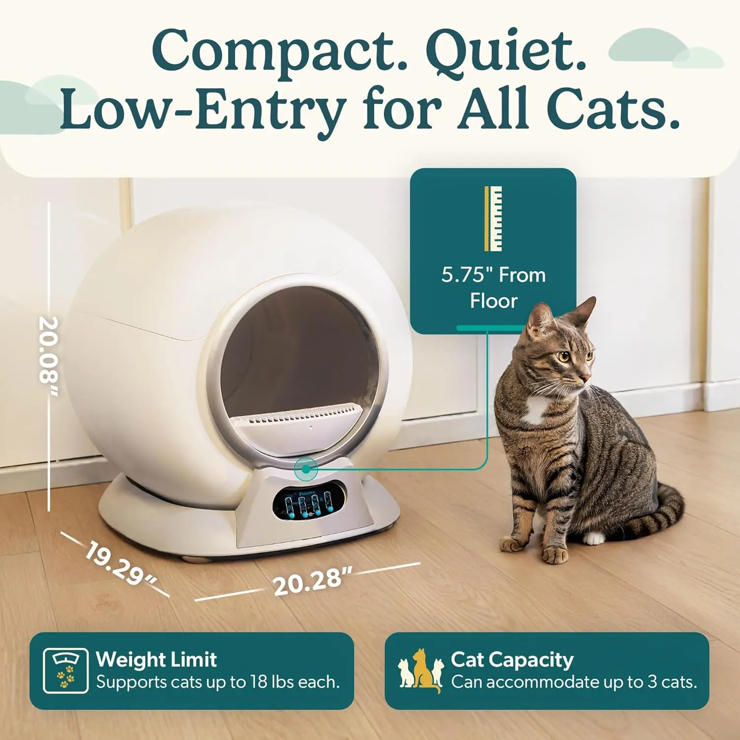 Self-Cleaning Automatic Litter Box for Multiple Cats - XL Capacity, Quiet, Odor Control, App Control with Wi-Fi