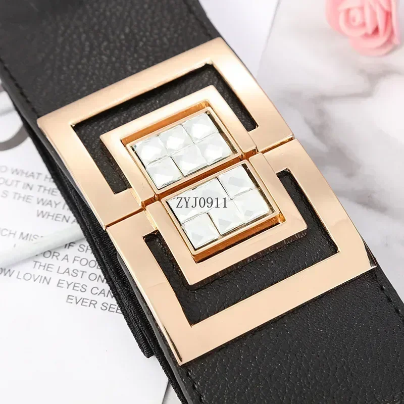 Moda feminina elástica cintura larga vestido de menina com fivela de cinto cintos femininos cintos de cintura larga para mulher