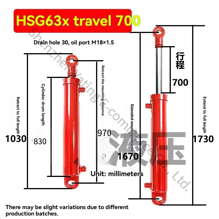 5 Tons Two-way Hydraulic Cylinder Assembly Heavy Duty Hydraulic Cylinder Lift Cylinder 5t Hydraulic