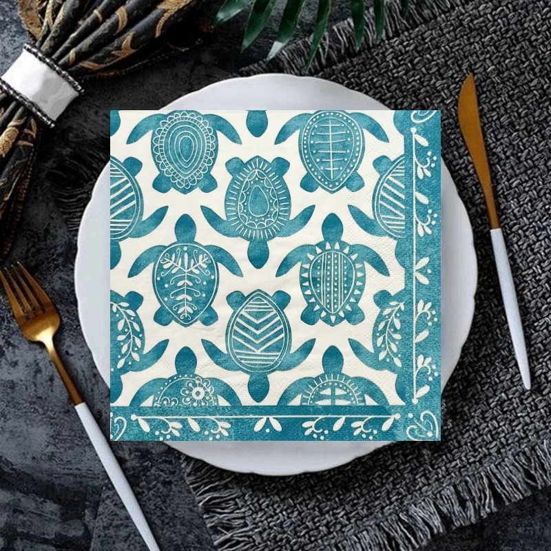 20 шт./упак. ретро синяя черепаха стол декупаж бумажные салфетки океан море одноразовые салфетки бумажные салфетки для свадебной вечеринки поставки