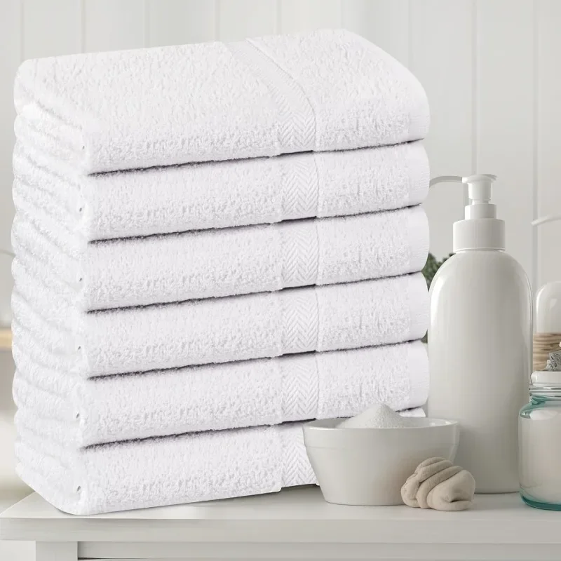 100% Cotton White 6 Pack Medium Bath Towel Set, Quick Dry, Super Absorbent, Light Weight, Soft Feel, Premium Towels for Hotel