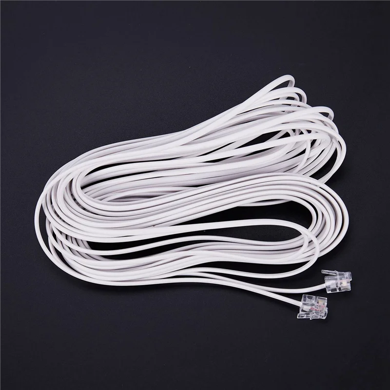 Cable de extensión de conector telefónico RJ11, 3 uds., 10M, blanco
