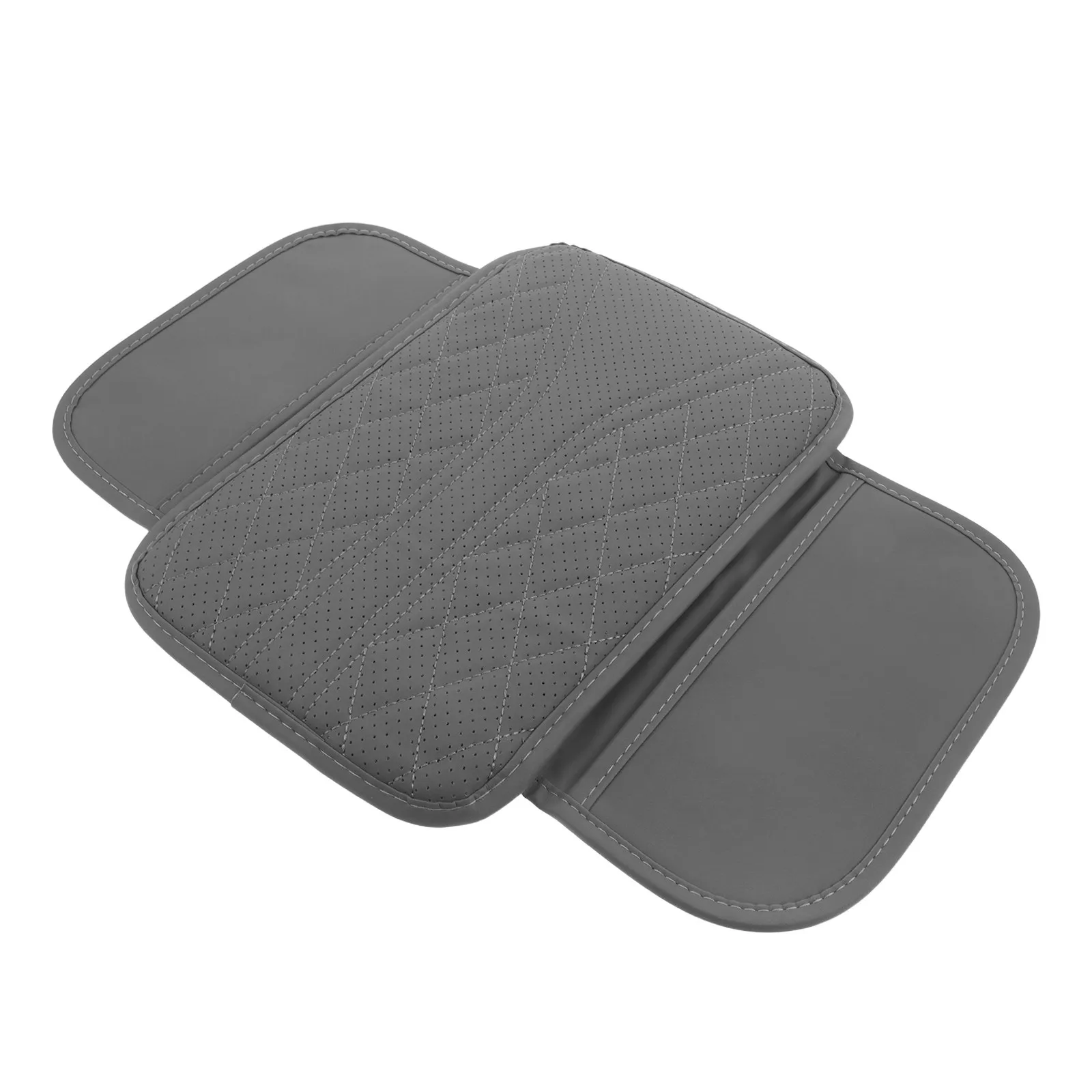 Center Console Armrest Cushion Pad Grey Height Extender with 2 Storage Pockets Seat Arm Rest for Suv Truck Vehicle