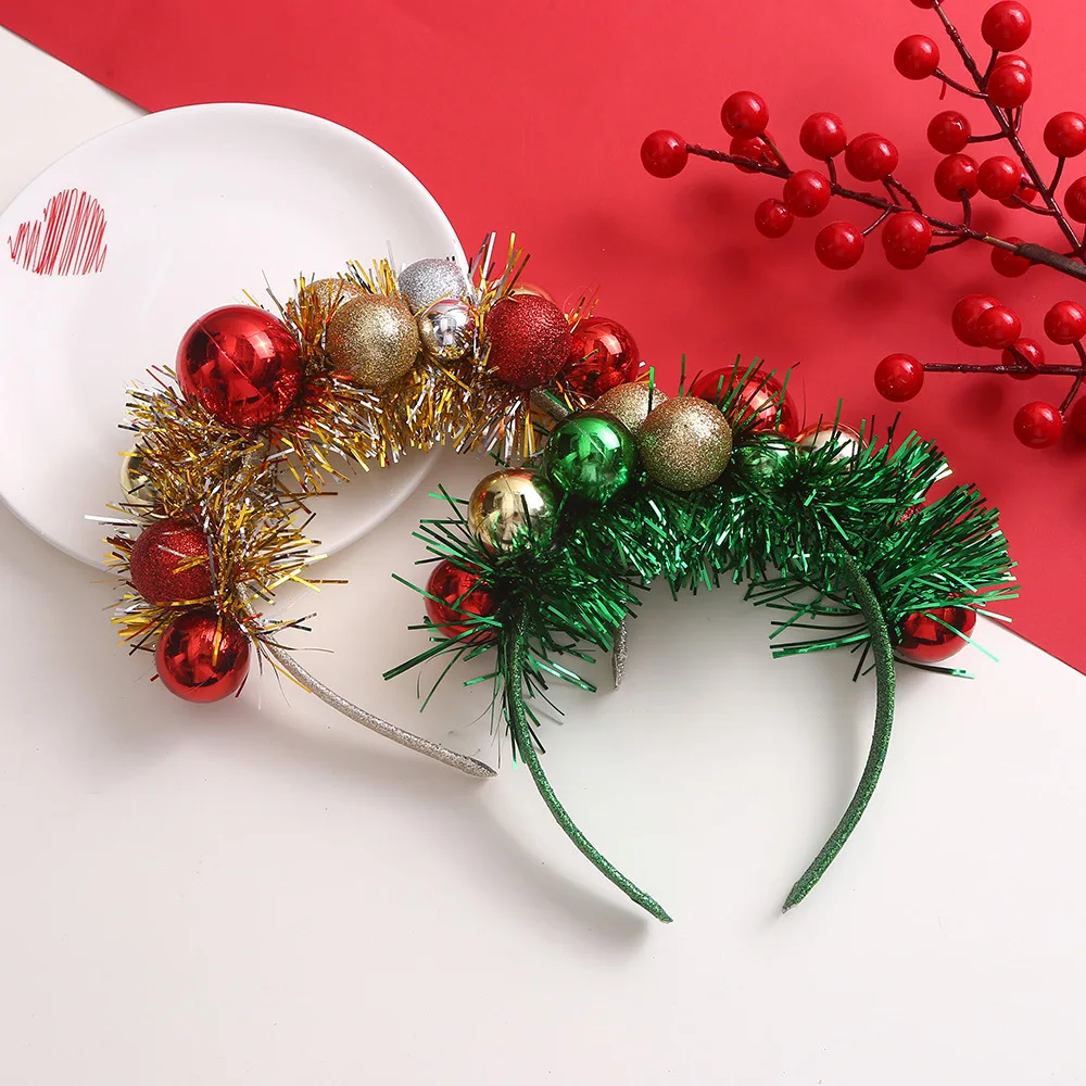 كرات ملونة عيد الميلاد عقال الأداء الشريط الأخضر زينة عيد الميلاد تأثيري شخصية عطلة إكسسوارات الشعر
