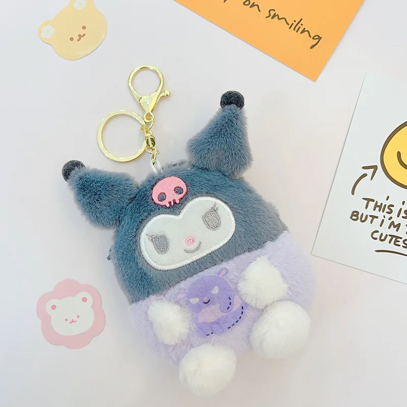 Cartoon Sanrio Kuromi Plush Wallet Coin Purse Anime My Melody Cinnamoroll Pompom Purin Bag Mini Coin Purse Keychain Gift