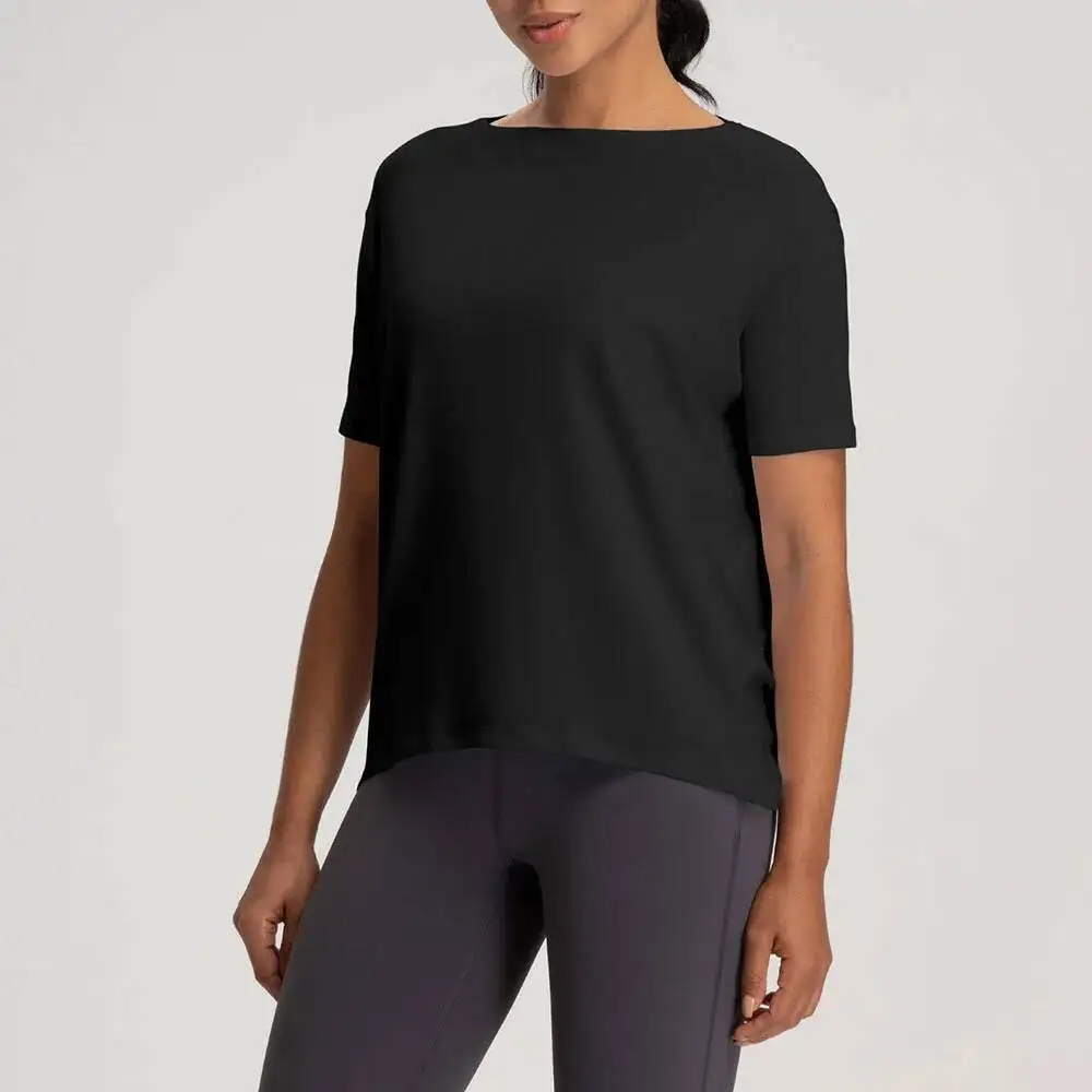 

Women S Loose Fit Round Neck Yoga T Shirt Turtle Back Cover Top For Running Gym Workout