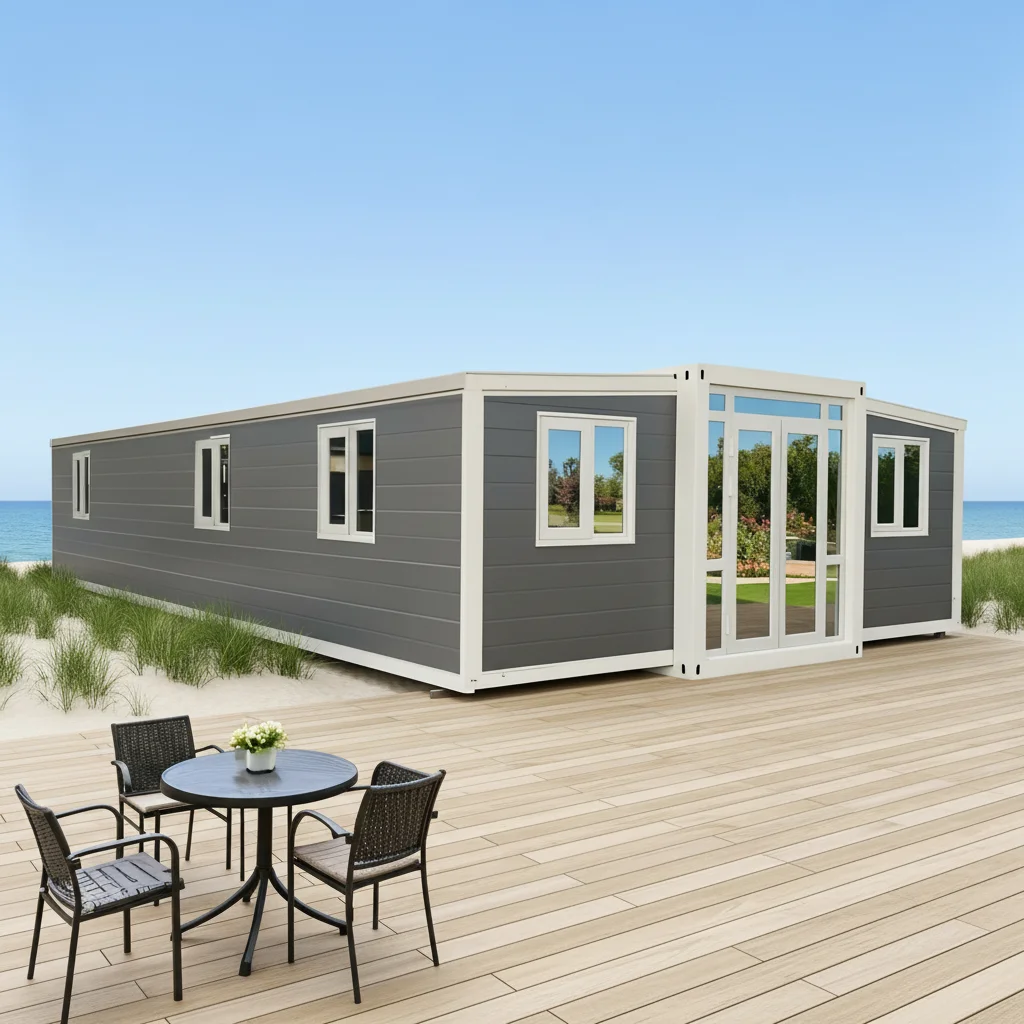 Waterproof Double Wing Expandable Prefab House Steel Structure Container Villa with Bathroom Kitchen for Hotel Resort and Office