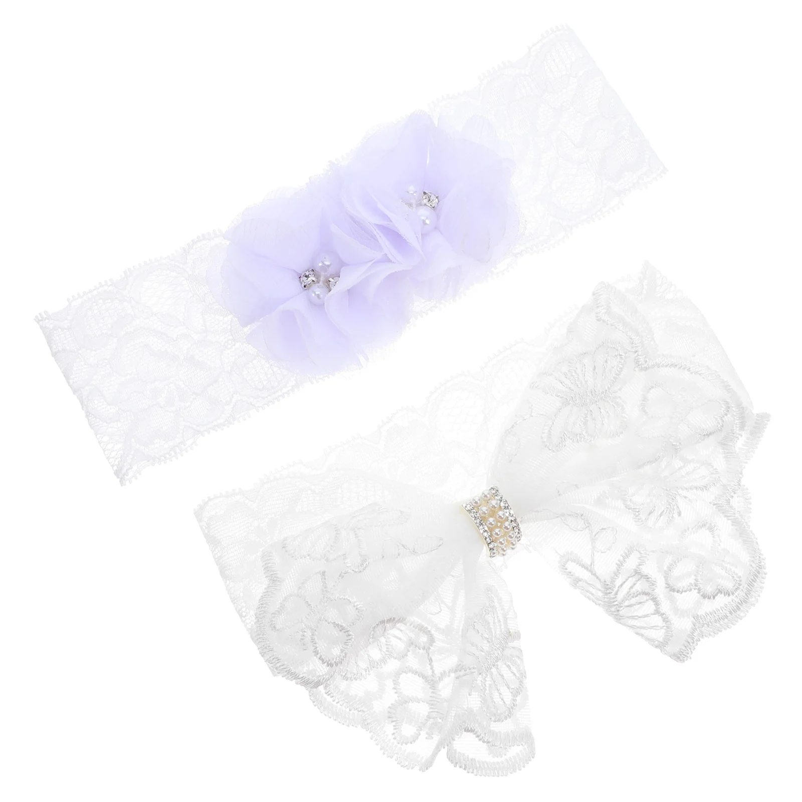 

2pcs Newborn Hairband Rhinestone Bow Flower Baby Headbands Girls Photo Props Infant Baby Photo Props Hair Accessories