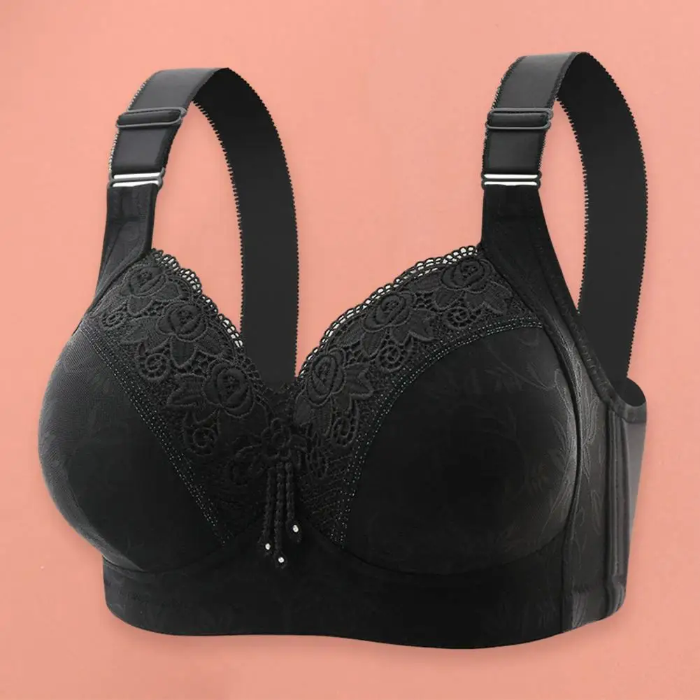 Wireless Large Size Bra Wireless Push-up Lace Bra for Large Size Women Luxury Non-steel Ring Bra with Side Fold for Big