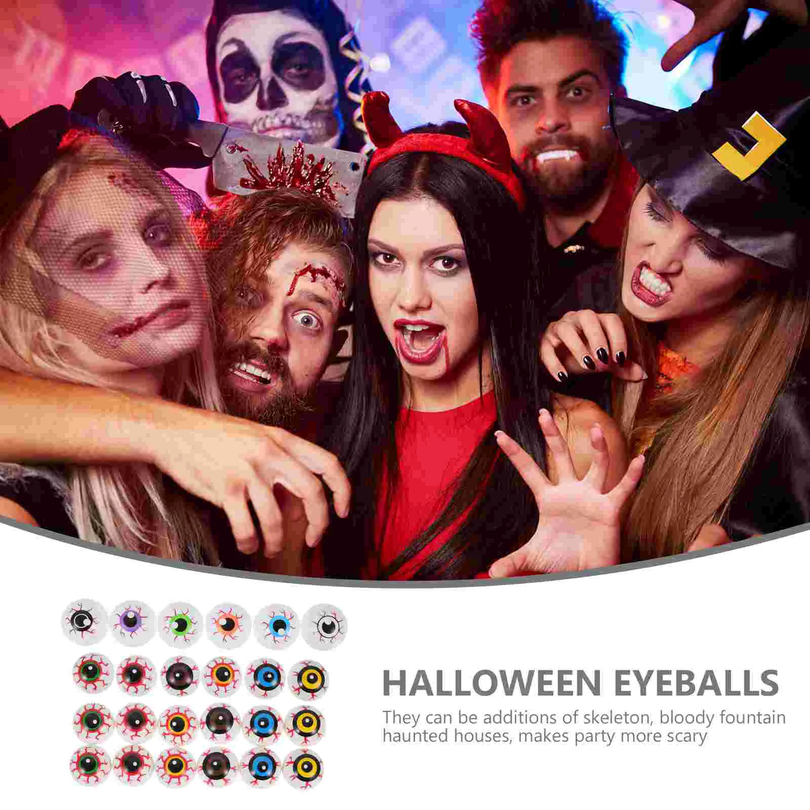 24 Pcs Artificial Bloodshot Eyeball Scary Halloween Decor Fake Party Accessory Glow