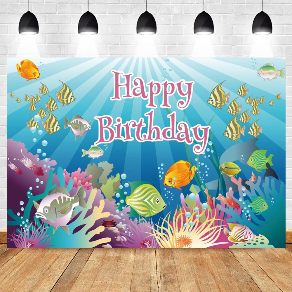 신생아 베이비 샤워 생일 바다 사진 배경 해저 상어 만화 물고기 어린이 생일 파티 장식 배경 사진존