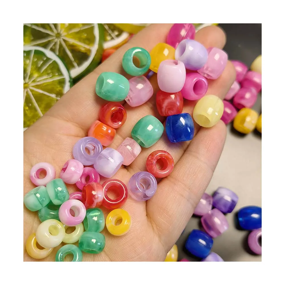 Big Hole Acrylic Oval Round Beads Dreadlock Jewelry Hair DIY Making Accessories