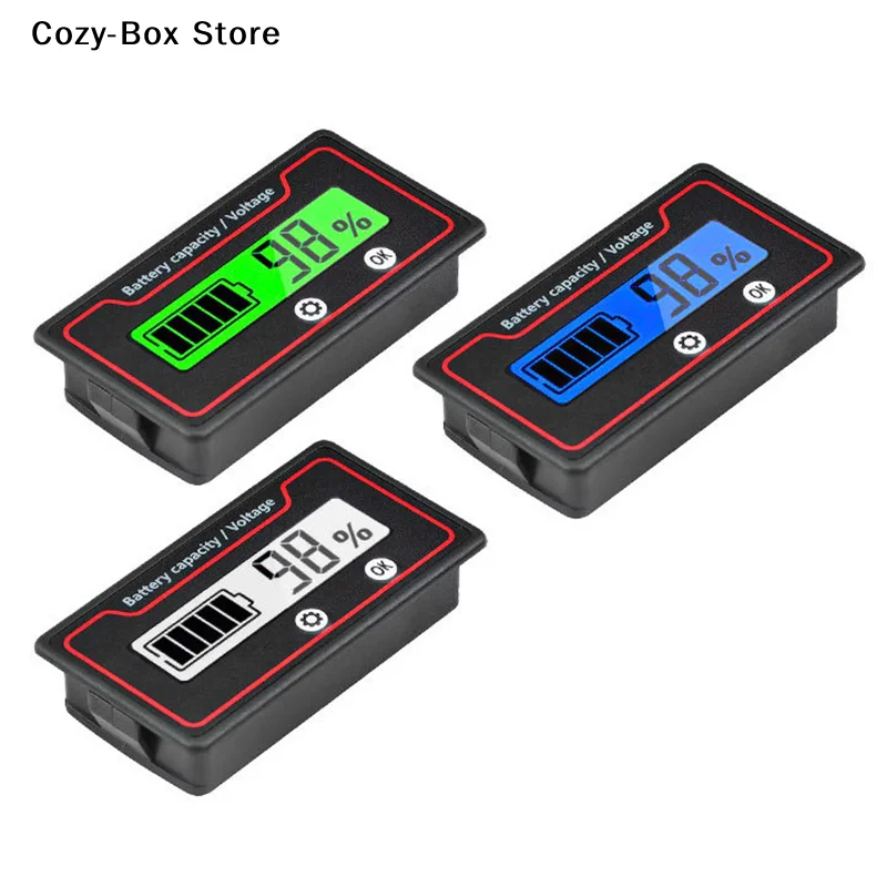 [ZY]Car Battery Charge Level Indicator 12V 24V 36V 48V 60V Lithium Battery Capacity Meter Tester Display LED Tester Voltmeter