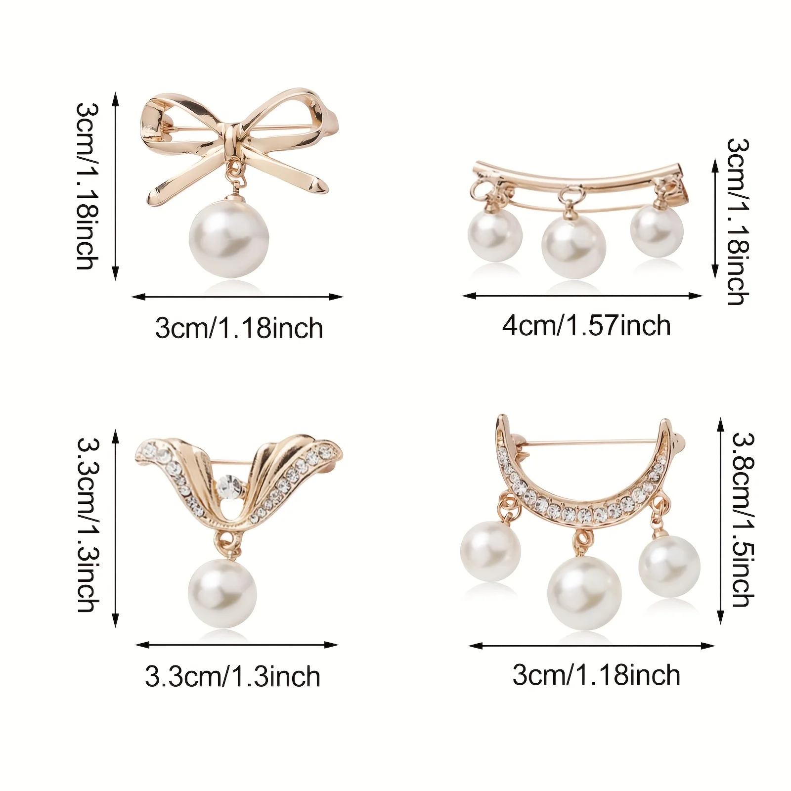 4pcs Golden Elegant Temperament Brooch Waist Adjuster Set - Mixed Color Fashion Safe Pin, Used for Clothes Fixing - view 3